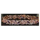 Rose Toned Genuine Amethyst & White Topaz Bracelet