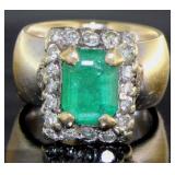 14kt Gold Natural 2..61 ct Emerald & Diamond RIng