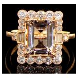 14K Rose Gold 3.47 ct Morganite and Diamond Ring