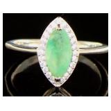 Natural Marquise Cut Emerald & White Topaz Ring