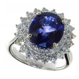 14kt White Gold 6.81 ct Sapphire & Diamond Ring