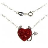 Swarvoski Crystals Red Devil Heart Necklace
