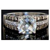 10kt Gold Natural Green Amethyst & Diamond Ring