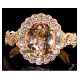 14K Rose Gold 2.00 ct Morganite and Diamond Ring