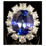 14kt White Gold 12.33 ct Sapphire & Diamond Ring