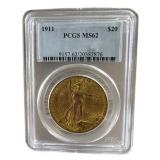 1911 MS62 St. Gaudens $20.00 Gold Double Eagle