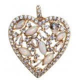 Rose Toned Beautiful Opal & White Topaz Heart Pend
