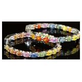 Natural 7.40 ct Rainbow Tourmaline Hoop Earrings