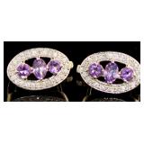 Gorgeous Natural Amethyst & White Topaz Earrings