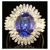 14kt White Gold 8.78 ct Sapphire & Diamond Ring