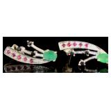 Genuine Ruby, Sapphire, & Emerald Earrings