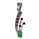 Genuine Emerald, Ruby, & Sapphire Pendant