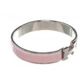 Hermes Pink Enamel Narrow Clic Clac H Bracelet