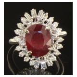 14kt Gold 6.36 ct Oval Ruby & Diamond Ring