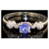 Genuine Tanzanite & White Topaz Designer Ring