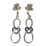 Genuine 1/3 ct Blue & White Topaz Infinity Earring