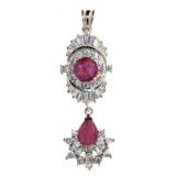 Gorgeous Elegant Natural Ruby & White Topaz Pendan