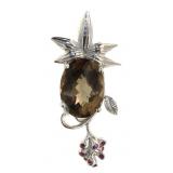 Genuine 6.50 ct Cognac Topaz & Ruby Pendant