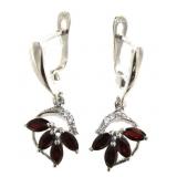 Genuine Garnet & White Topaz Dangle Earrings