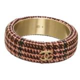 Chanel Pink Tweed Bangle Bracelet
