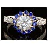 14kt Gold 1.68 ct Diamond & Sapphire Ring