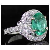 18kt Gold  3.20 ct Emerald & Diamond Ring