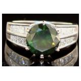 Platinum 4.06 ct Fancy Green Diamond Ring