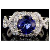 14kt White Gold 4.27 ct  Sapphire & Diamond Ring
