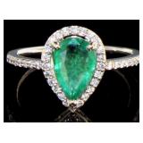 14kt Gold 1.35 ct Natural Emerald & Diamond Ring