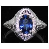10kt Gold Sapphire Filligree Estate Ring