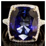 14kt White Gold 14.82 ct Sapphire & Diamond Ring