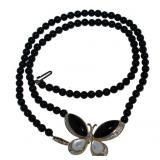 10kt Gold Mother of Pearl-Spinel-Diamond Necklace