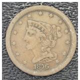1856 Liberty Head Braided Hair Copper Half Cent