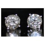 14kt Gold 2.12 ct Round Cut Stud Earrings