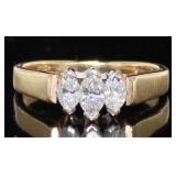 14kt Gold Marquise Cut 1/3 ct Diamond Ring