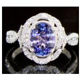 14kt Gold 2.14 ct Oval Tanzanite & Diamond Ring