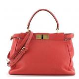 Fendi Selleria Peekaboo Red Leather Handbag