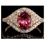 14kt Gold 1.57 ct Pink Tourmaline & Diamond Ring