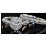 Solid Platinum 1.33 ct 2 pc Diamond Bridal Set