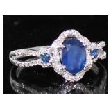 14kt Gold Natural Oval Sapphire & Diamond Ring