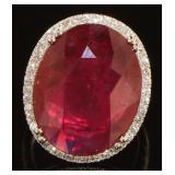 14kt Gold 19.26 ct Oval Ruby & Diamond Ring