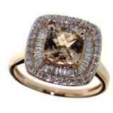 14K Rose Gold 1.75 ct Morganite and Diamond Ring