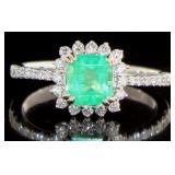 14kt Gold 1.52 ct Emerald & Diamond Ring