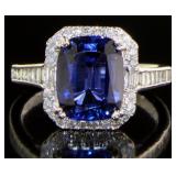 14kt Gold 4.42 ct Sapphire & Diamond Ring