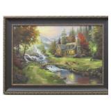 Mountain Paradise Giclee On Canvas By T. Kinkade