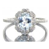 Oval 2.21 ct Aquamarine & Diamond Ring