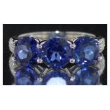 14kt Gold 4.16 ct Sapphire & Diamond Ring
