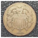 1865 Copper Two Cent Piece