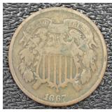 1867 Copper Two Cent Piece