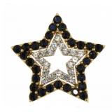 10kt Gold Black & White Sapphire Star Pendant